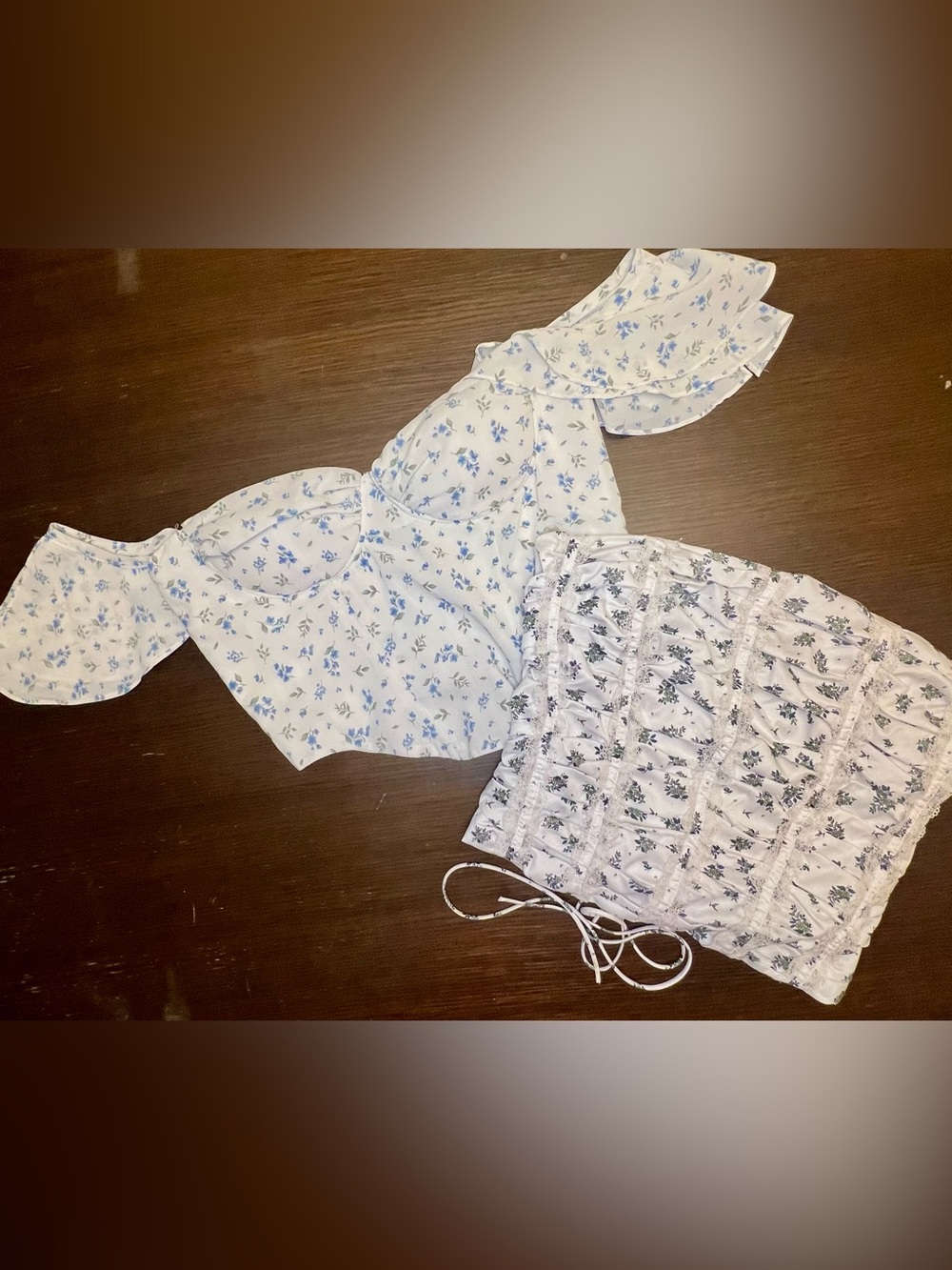 Floral Corset Crop Top Bundle Cottagecore Coquette Large